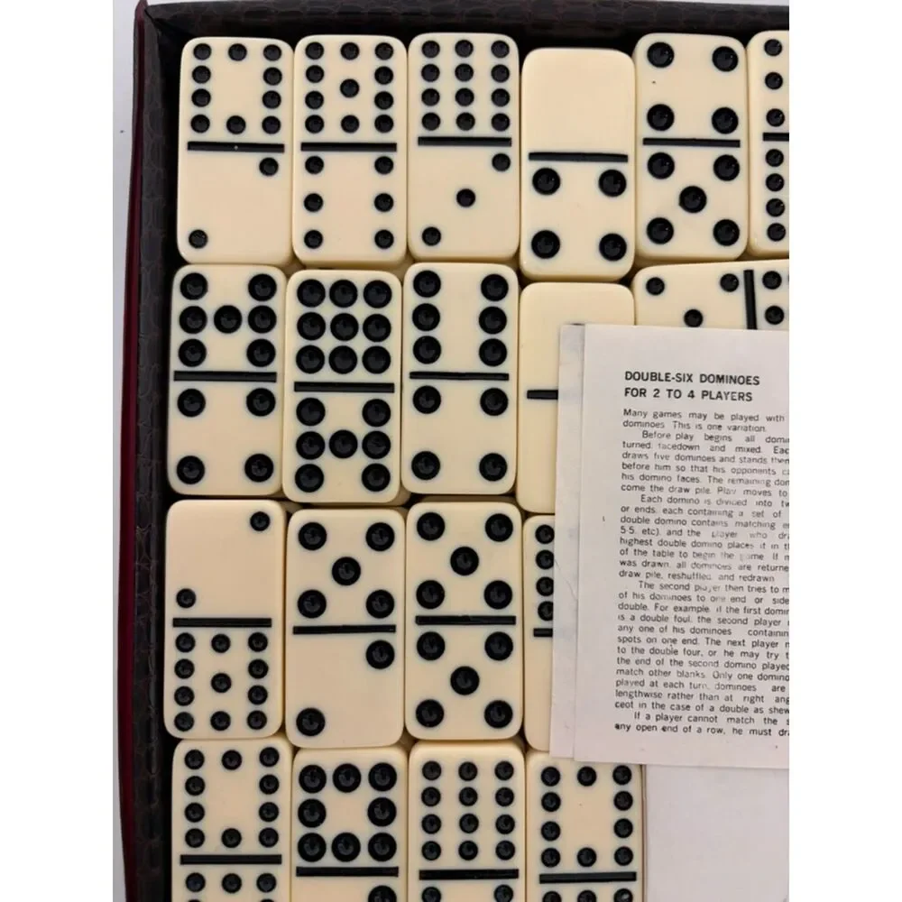 Vintage set of 91 professional double twelve dominoes in crocodile case